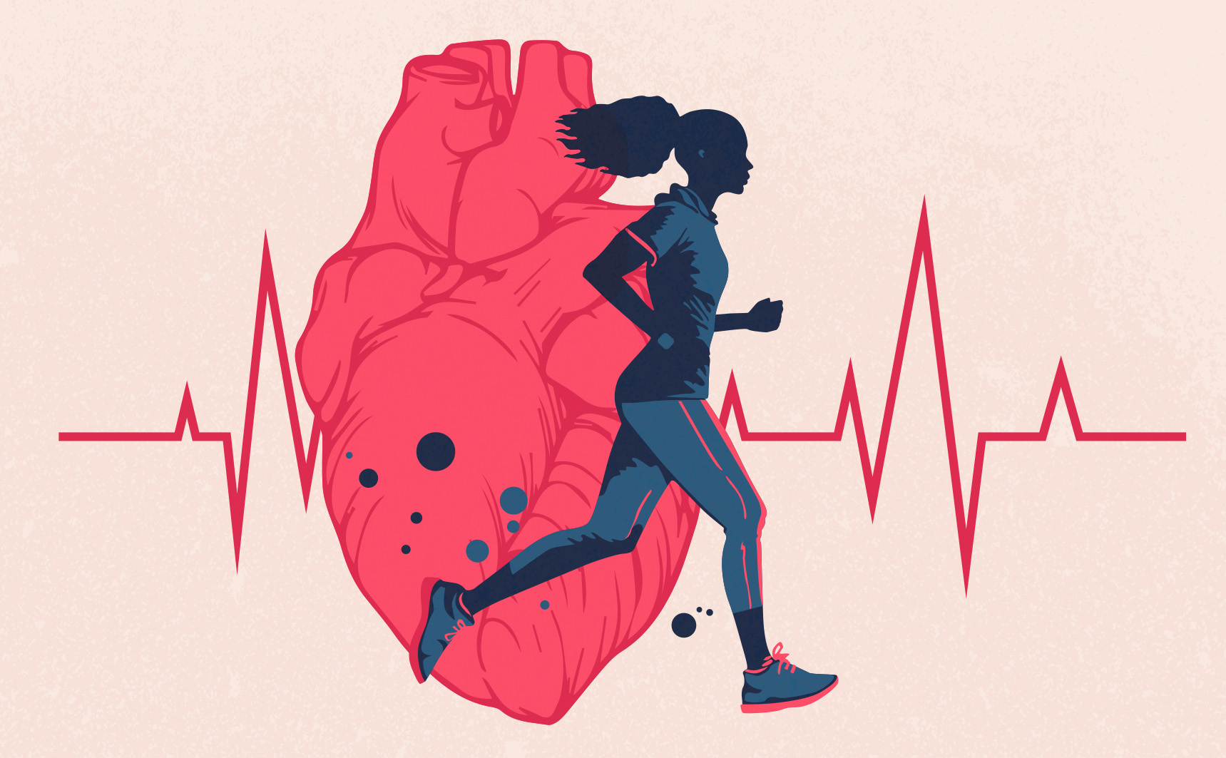 Illustration d'un cœur avec une personne entrain de courir